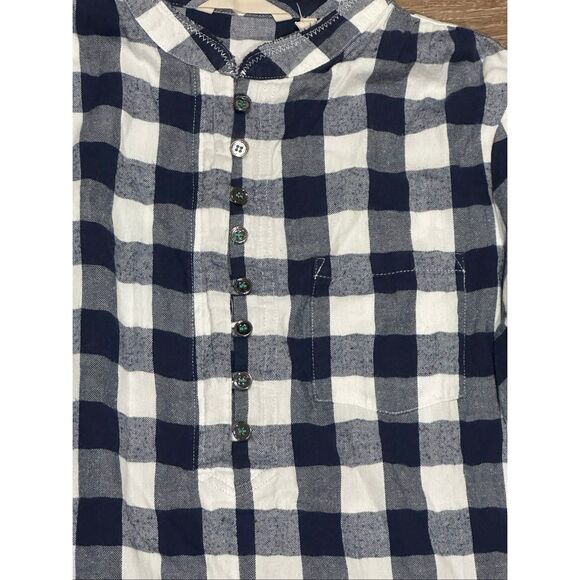 Soft Surroundings flannel navy plaid gingham  top M - Picture 3 of 9
